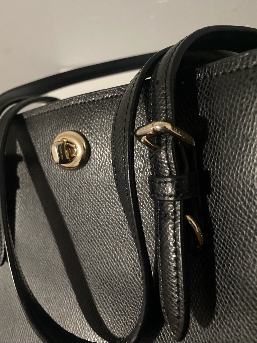 Coach Black Leather Turnlock Carryall Satchel Shoulder Bag - Picture 6 of 10